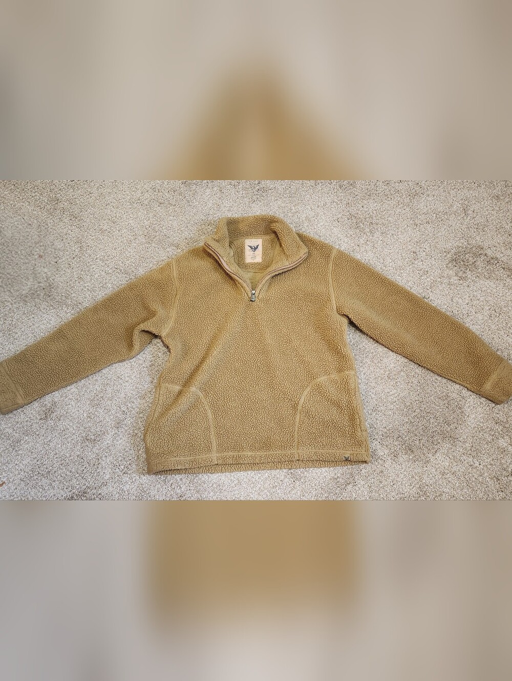Arrow Blue Jeans Co Men's Tan Sherpa Fleece Quarter-Zip Pullover